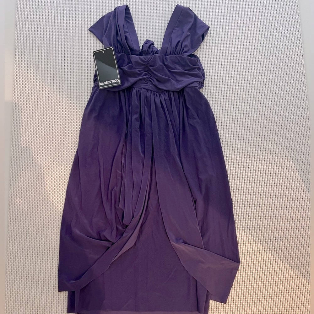 Un Deux Trois Vintage Girls Size 14 NWT purple party dress polyester stretch.